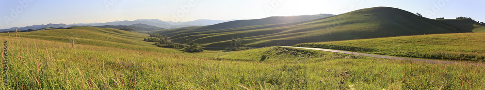 Beautiful panorama from the top of pass Biryuksinsky.