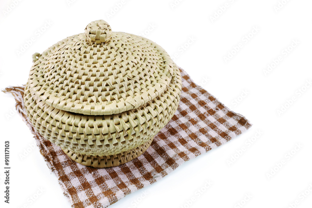 A wicker Rice on white background