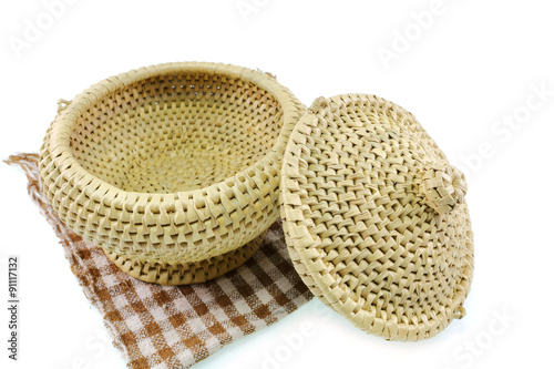 A wicker Rice on white background