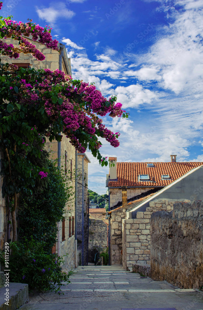 Obraz premium Medieval street in the old town of Hvar, Croatia
