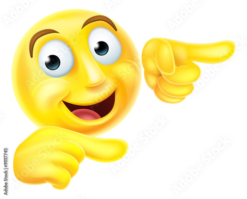 Emoji emoticon smiley pointing