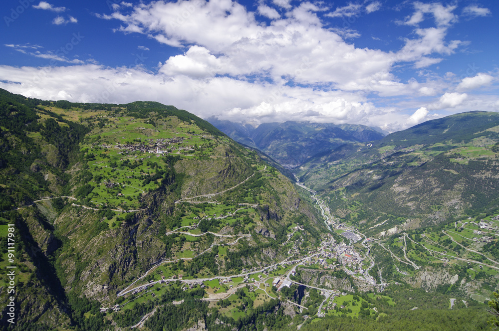 Obraz premium Luftaufnahme vom Mattertal undNikolaital im Wallis