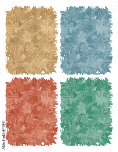 set of multicolored abstract backgrounds in the form of triangular wood shavings