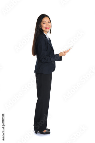 asian female business on laptop