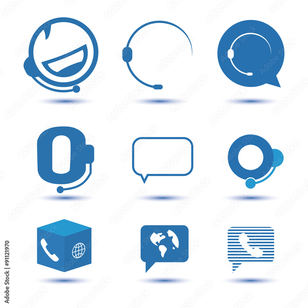 Icons for call center or hotline, support symbol in vector Icons for call center or hotline, support symbol in vector