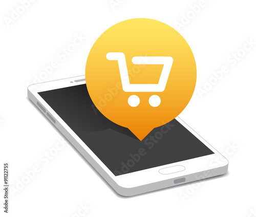 Phone Shopping Cart Icon Bubble