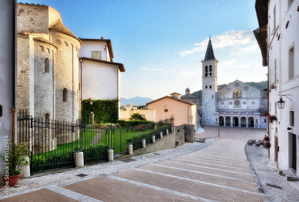 La scalinata e il Duomo, Spoleto, Umbria