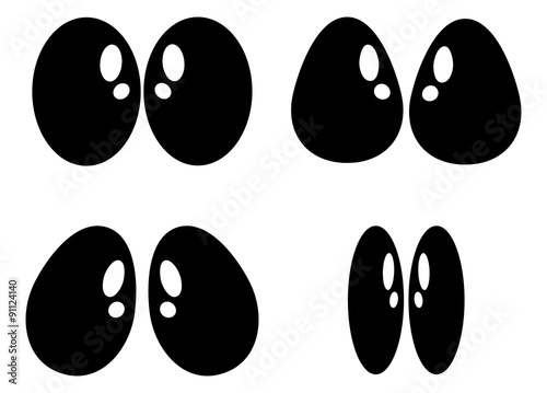 Vector cartoon eyes set isolated on white background
