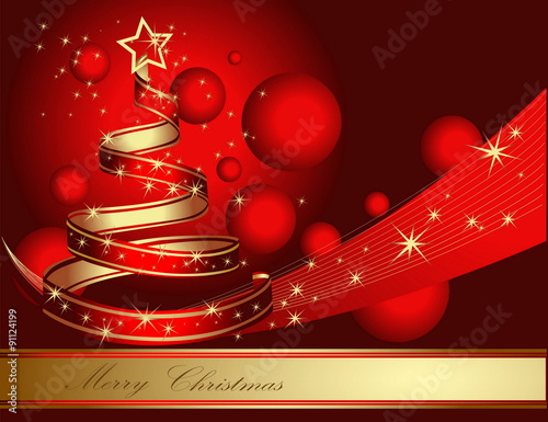 Stylized ribbon Christmas tree. Vector illustration.