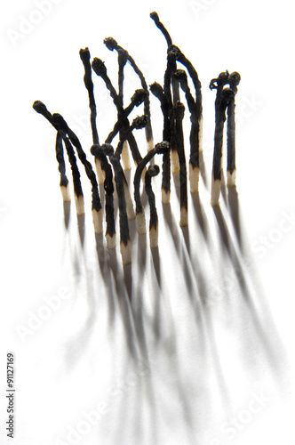 An artistic representation of mass cremation  sculpted using burnt matches