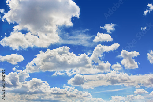 Blue sky with white cloud closeup