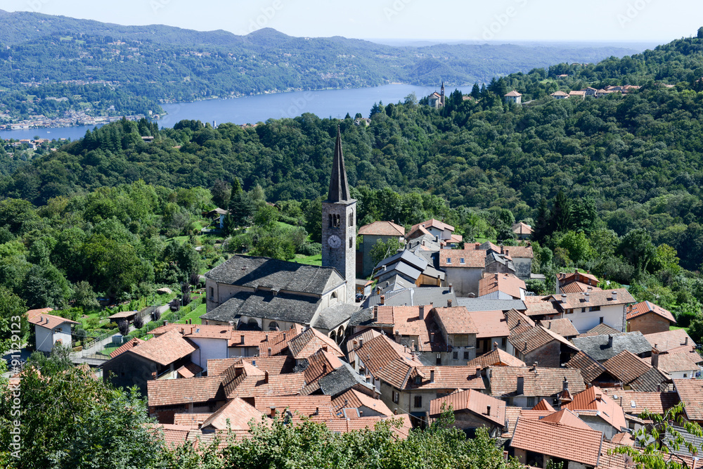 The rural village of Arola over lake Orta on Italy