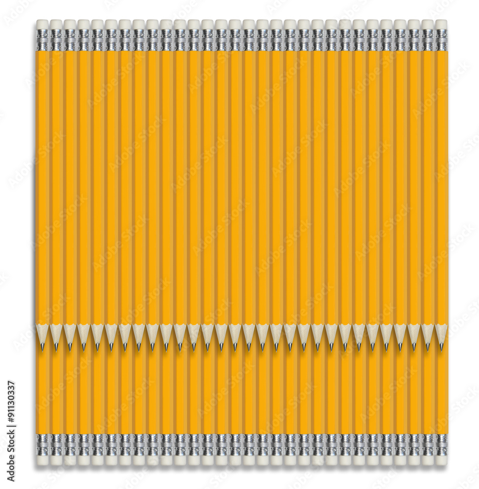 Composition from yellow pencils isolated on white background Composition from yellow pencils isolated on white background