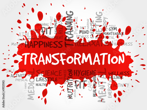 TRANSFORMATION word cloud, fitness, sport, health concept