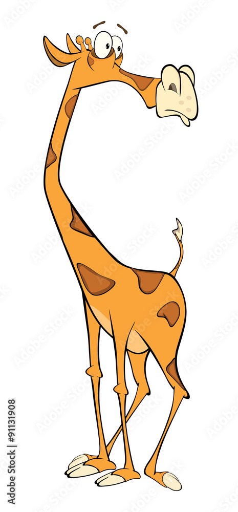 Naklejka premium illustration of a cute giraffe cartoon 