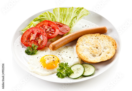 Breakfast - fried egg and sausage