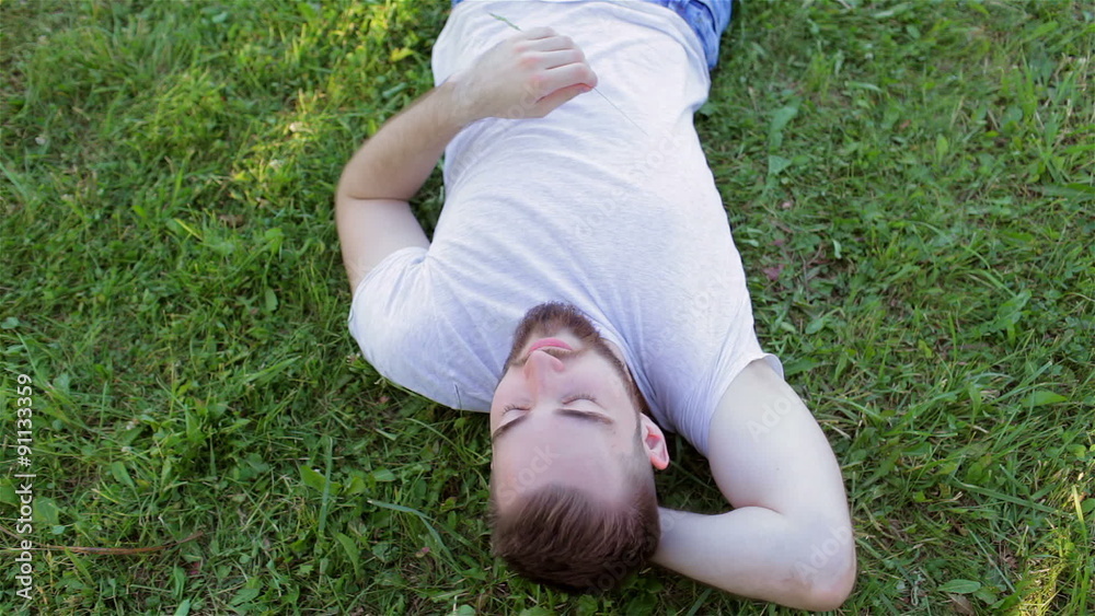 Handsome man on the grass Handsome man on the grass