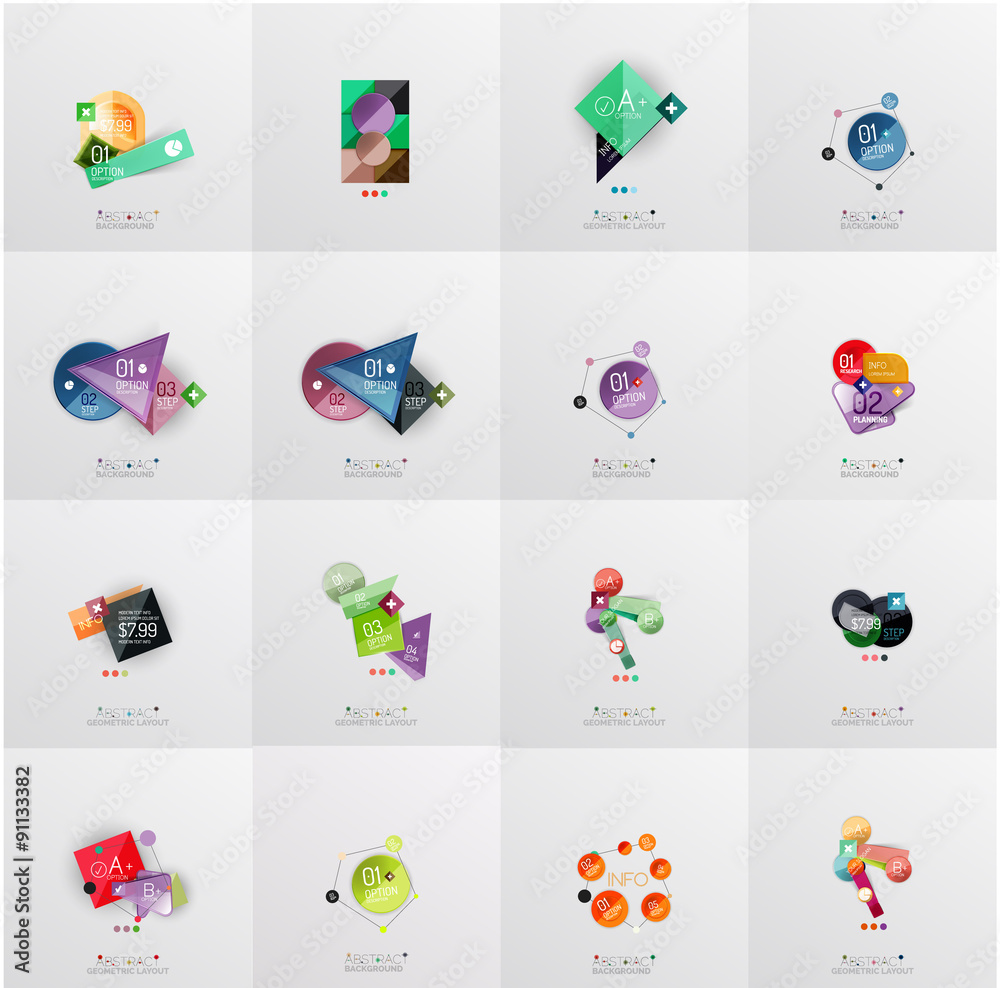 Fototapeta premium Set of abstract geometric infographic banner templates