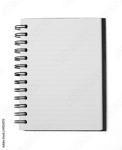 Blank Open Notebook Isolated on White with Clipping Path