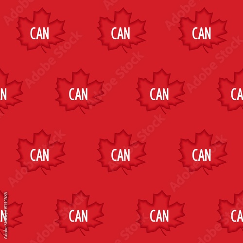 Seamless pattern of red maple leaves and abbreviation Canada - CAN. Vector eps 10