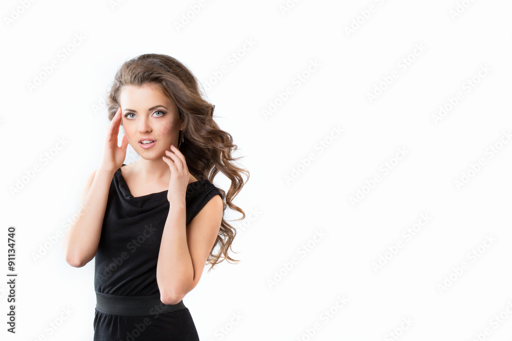 Expressive portrait of a beautiful brunette girl. Expressive portrait of a beautiful brunette girl.