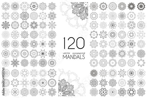 Geometric circular ornament set.