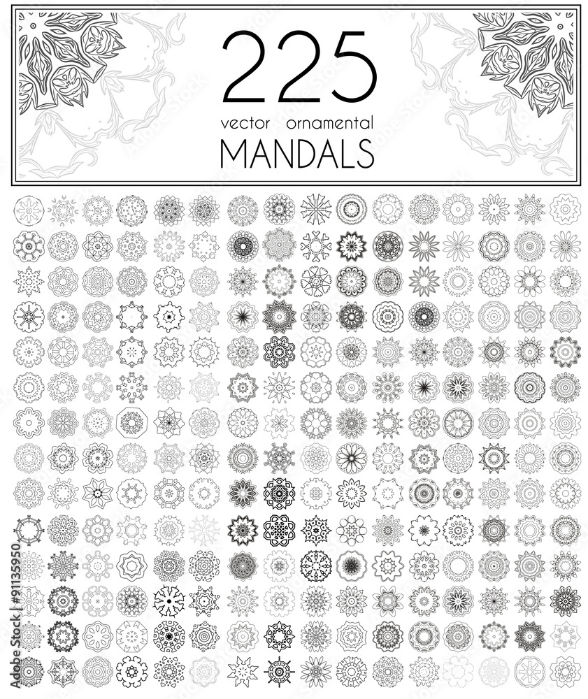 Geometric circular ornament set. Geometric circular ornament set.