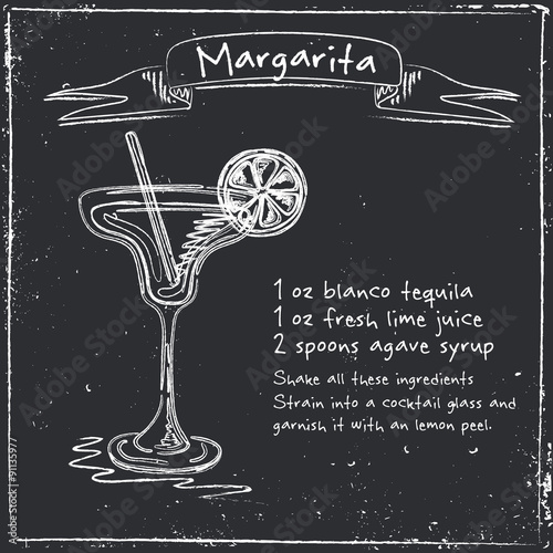 Margarita. Hand drawn illustration of cocktail.