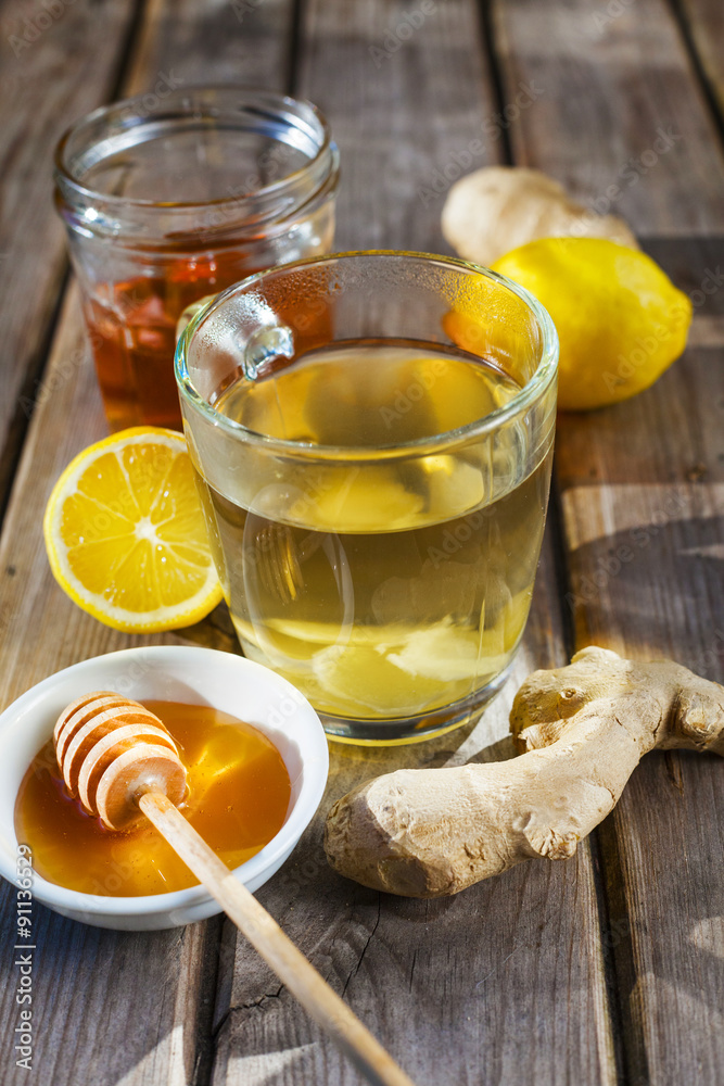 Ginger tea with honey and lemon Ginger tea with honey and lemon