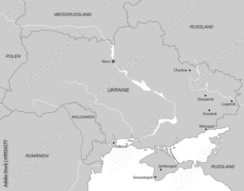 Fototapeta Naklejka Na Ścianę i Meble -  Ukraine - Karte in Grau