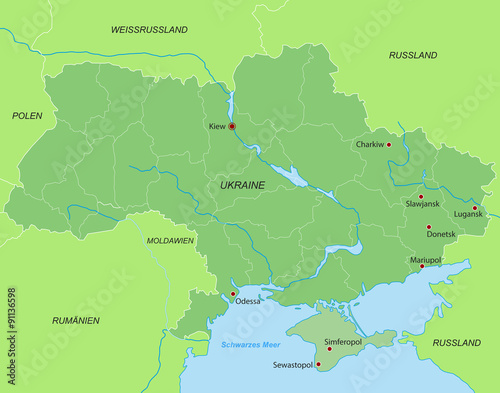 Ukraine - Karte in Grün