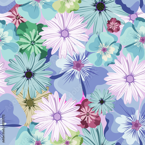 Beautiful floral pattern. Seamless pattern. Flowers. Bright buds, leaves, flowers. Flowers for greeting cards, posters, flyers. Flower shop. Seamless vintage tropical flower pattern vector.