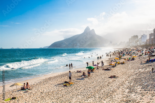 Two Brothers Mountain and Ipanema beach, Rio de Janeiro. Brazil.