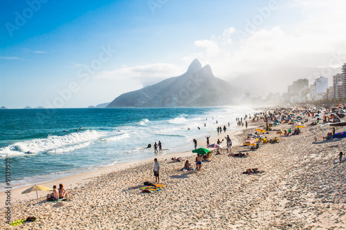 Obraz na płótnie Two Brothers Mountain and Ipanema beach, Rio de Janeiro. Brazil. w salonie