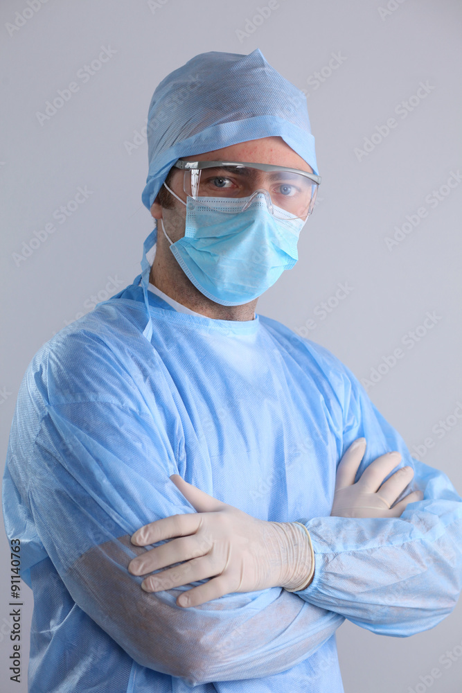 Surgeon in uniform close-up ready to step Surgeon in uniform close-up ready to step