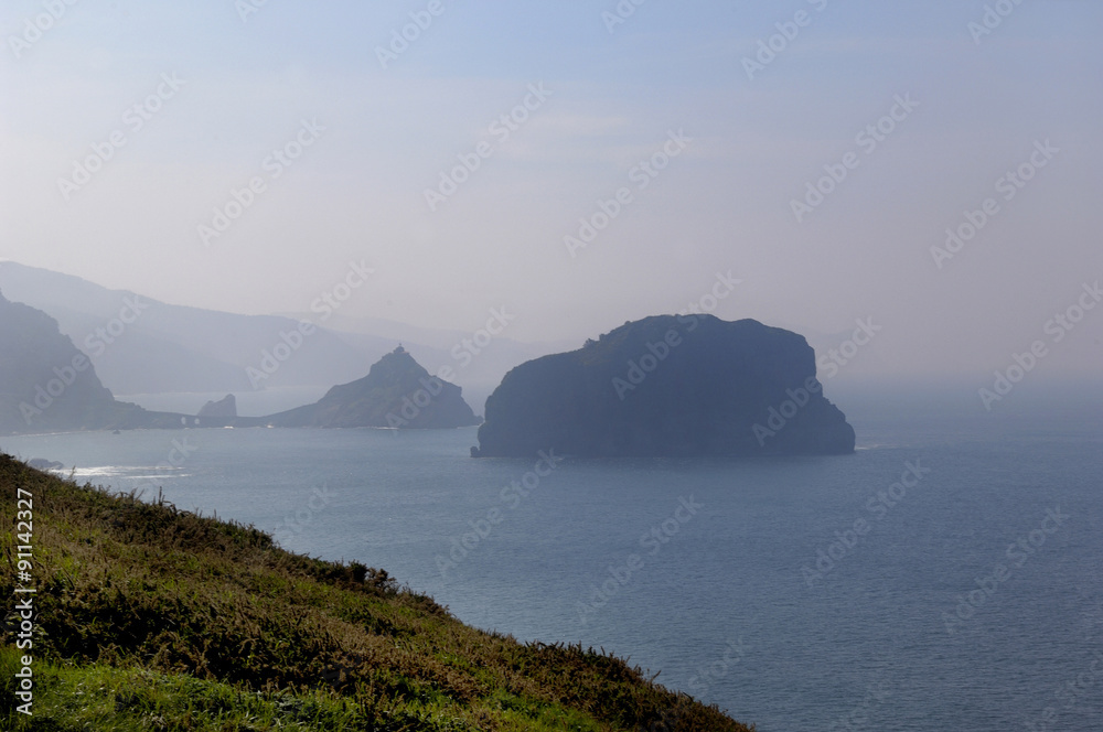 landscape of the Basque coast near the lighthouse at Cape Matxic