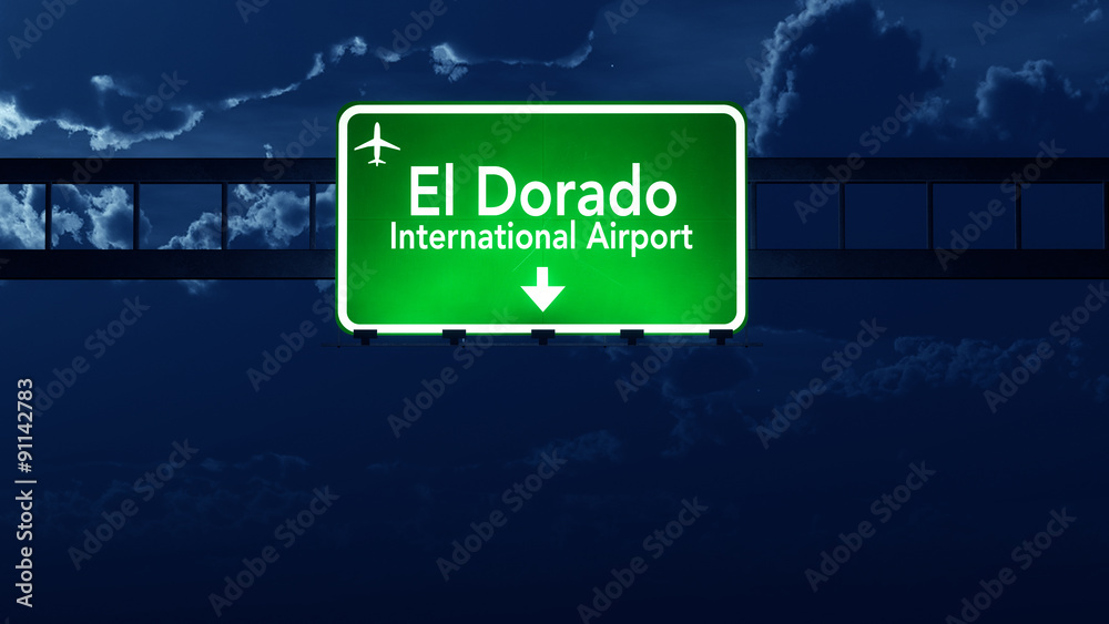 Bogota Airport Highway Road Sign at Night
