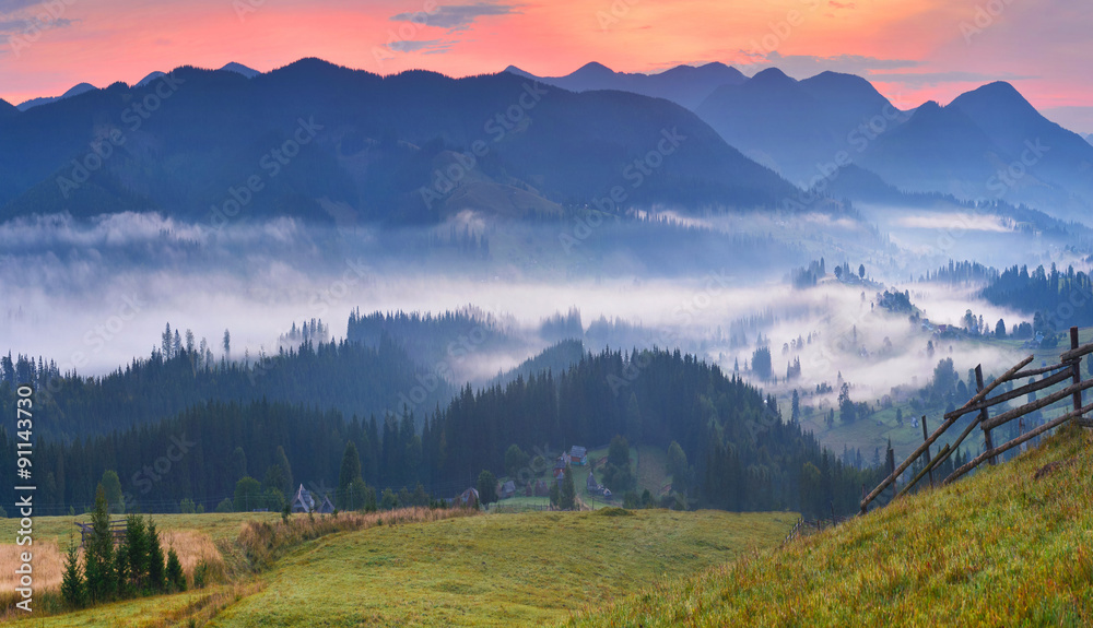 Misty dawn in autumn countryside Misty dawn in autumn countryside