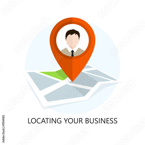 Location Icon. Locating Your Business. Flat Design.