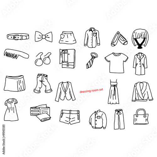 illustration vector doodles hand drawn objects in dressing room
