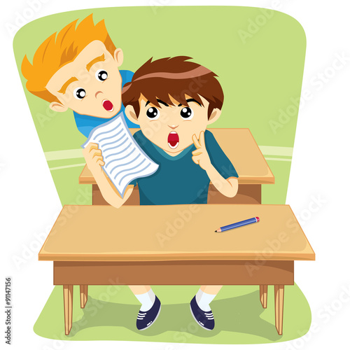 children cheat a friend from behind in school exams