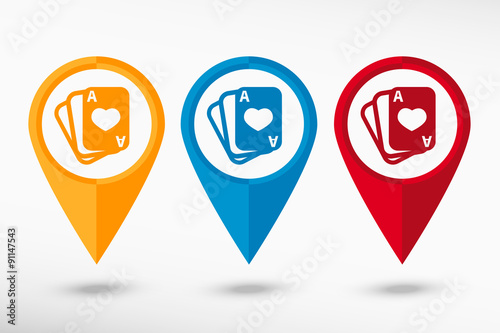 Free Download Game cards icon map pointer, vector illustration - GFXLoad