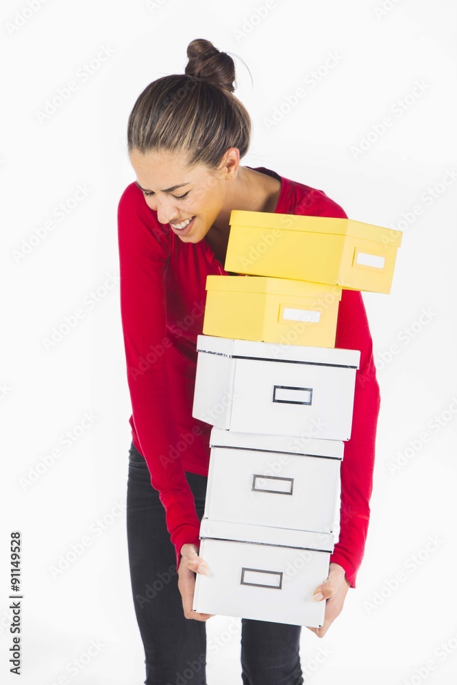 Woman Carrying Boxes