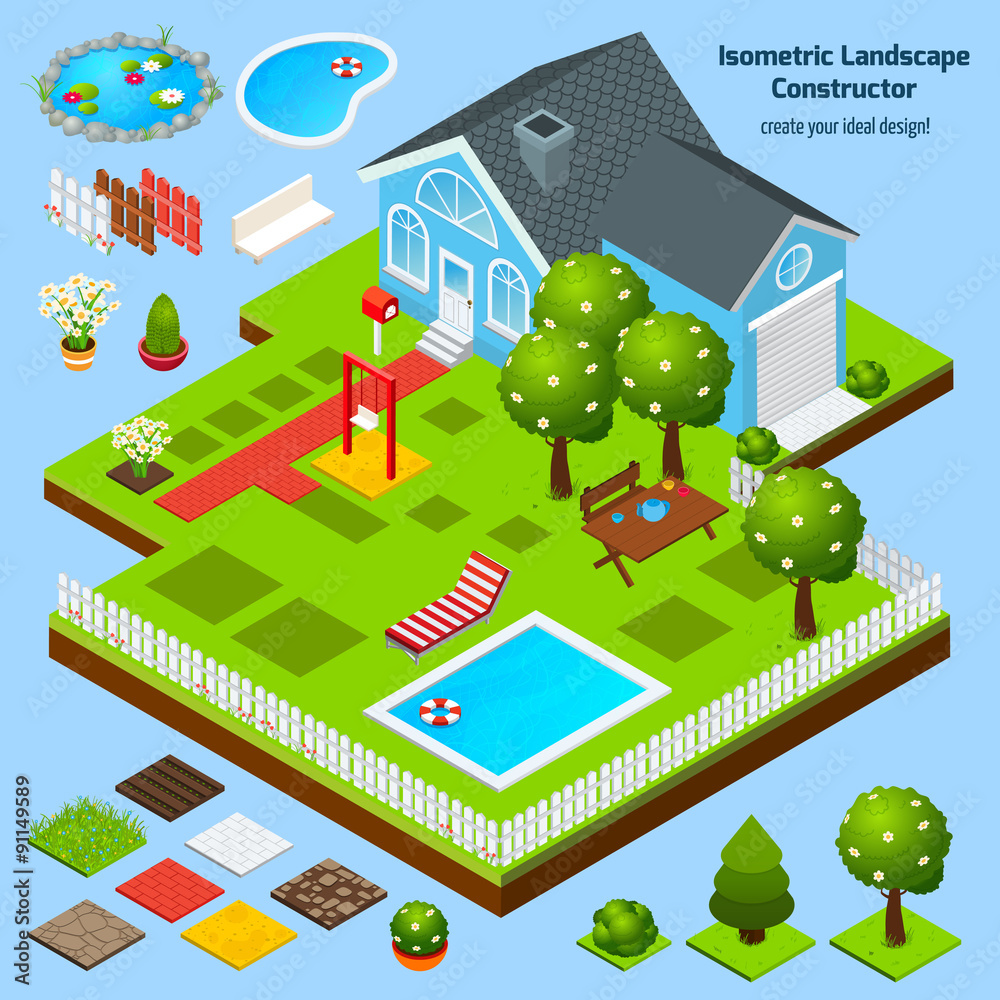 Landscape Design Isometric Landscape Design Isometric