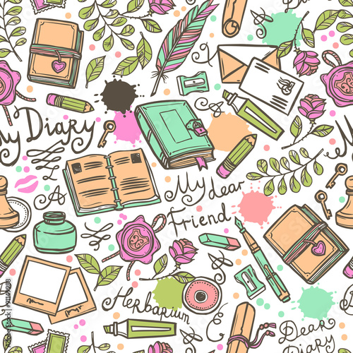 Diary Seamless Pattern