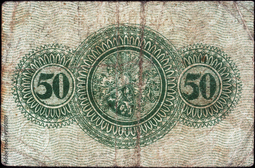 Historische Banknote, Notgeld, 1920, Fünfzig Pfennig, Deutschland photo