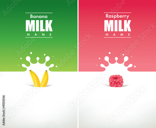 milk splash with banana and raspberry