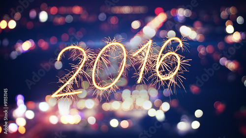 2016 new year sparkler text...
