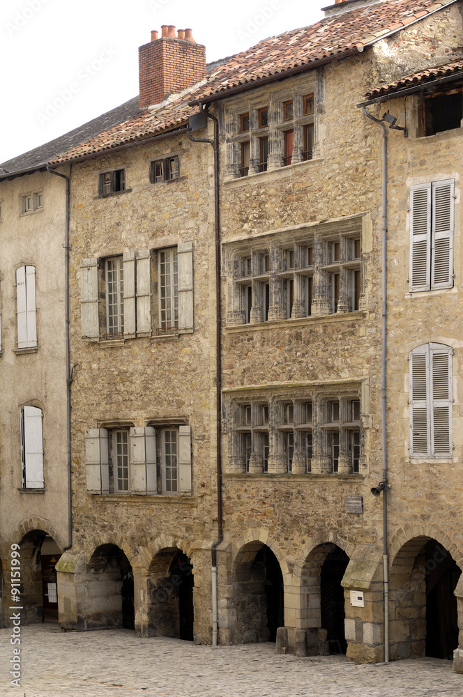 The bastide of Villefranche de Rouergue, Aveyron, France.