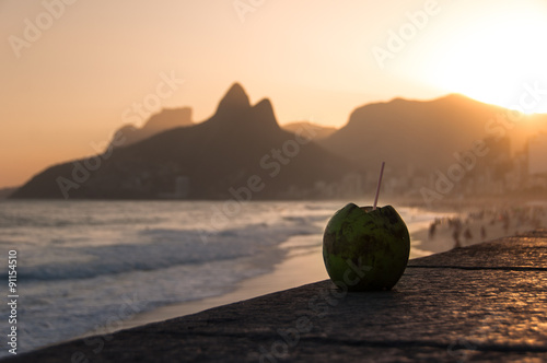 Coconut Drink in Ipanema Beach in Rio de Janeiro